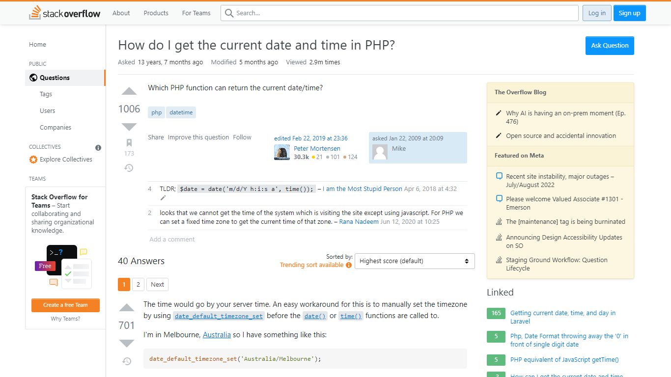 How do I get the current date and time in PHP? - Stack Overflow